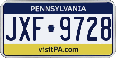 PA license plate JXF9728