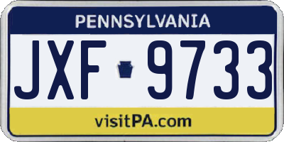 PA license plate JXF9733