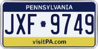 PA license plate JXF9749