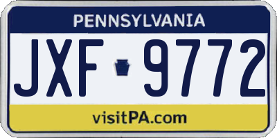 PA license plate JXF9772