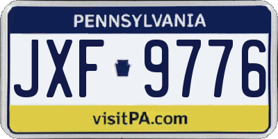 PA license plate JXF9776