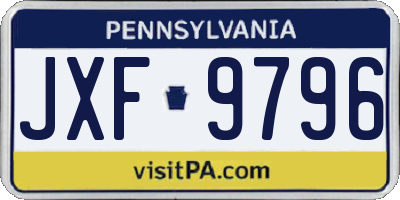 PA license plate JXF9796