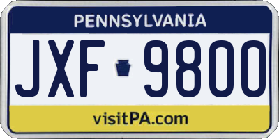 PA license plate JXF9800