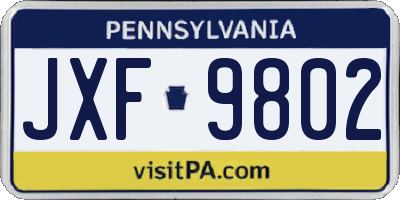 PA license plate JXF9802