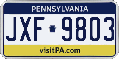 PA license plate JXF9803