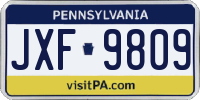 PA license plate JXF9809