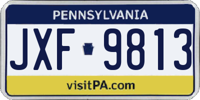 PA license plate JXF9813