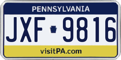 PA license plate JXF9816
