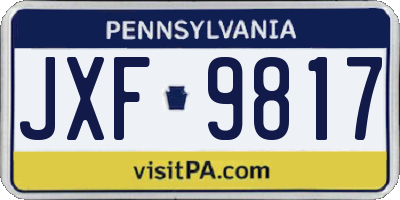 PA license plate JXF9817