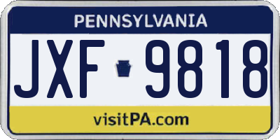 PA license plate JXF9818