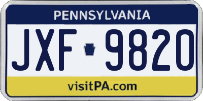 PA license plate JXF9820