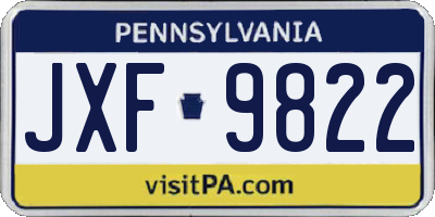 PA license plate JXF9822