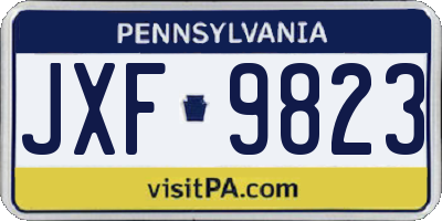 PA license plate JXF9823