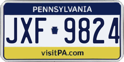 PA license plate JXF9824