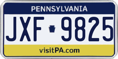 PA license plate JXF9825