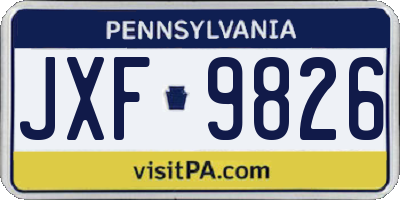 PA license plate JXF9826