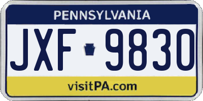 PA license plate JXF9830