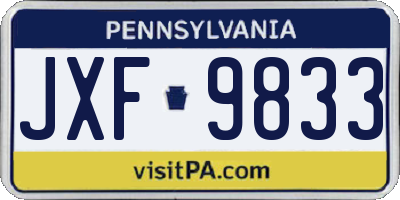 PA license plate JXF9833