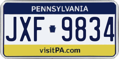 PA license plate JXF9834