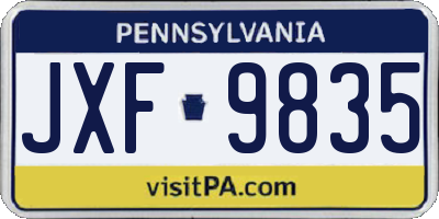 PA license plate JXF9835