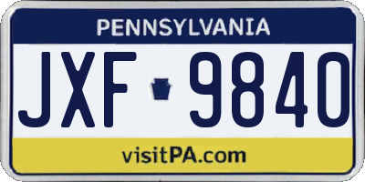 PA license plate JXF9840