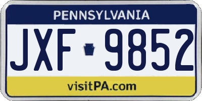 PA license plate JXF9852