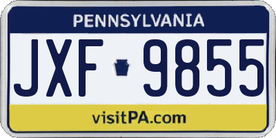 PA license plate JXF9855