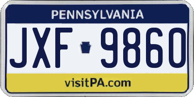 PA license plate JXF9860