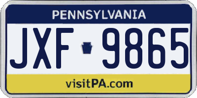 PA license plate JXF9865