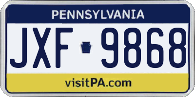 PA license plate JXF9868