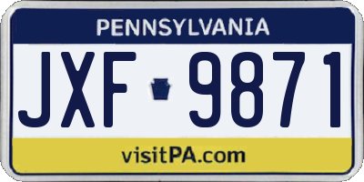 PA license plate JXF9871