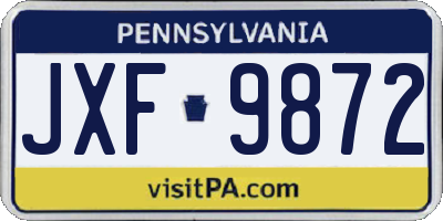 PA license plate JXF9872