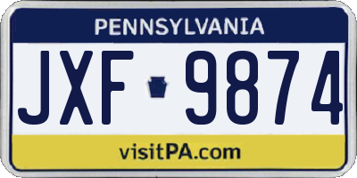 PA license plate JXF9874