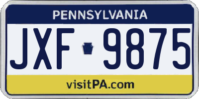 PA license plate JXF9875
