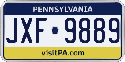 PA license plate JXF9889
