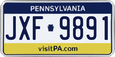 PA license plate JXF9891