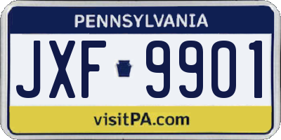 PA license plate JXF9901