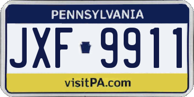 PA license plate JXF9911