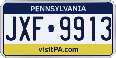 PA license plate JXF9913