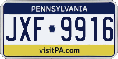 PA license plate JXF9916