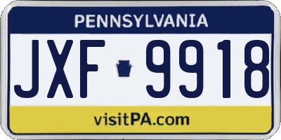 PA license plate JXF9918