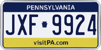 PA license plate JXF9924