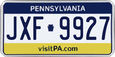 PA license plate JXF9927