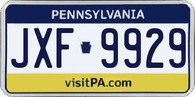 PA license plate JXF9929