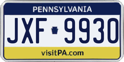 PA license plate JXF9930