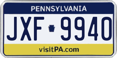 PA license plate JXF9940