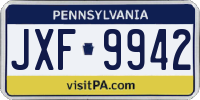 PA license plate JXF9942
