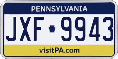 PA license plate JXF9943