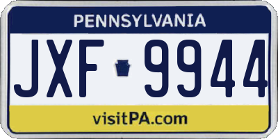 PA license plate JXF9944