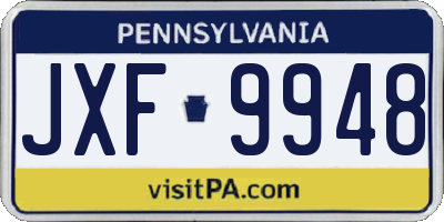 PA license plate JXF9948